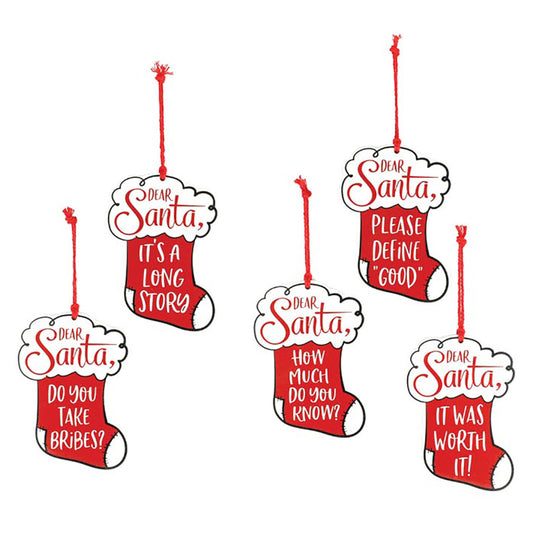 Dear Santa Stocking Ornaments - Assorted