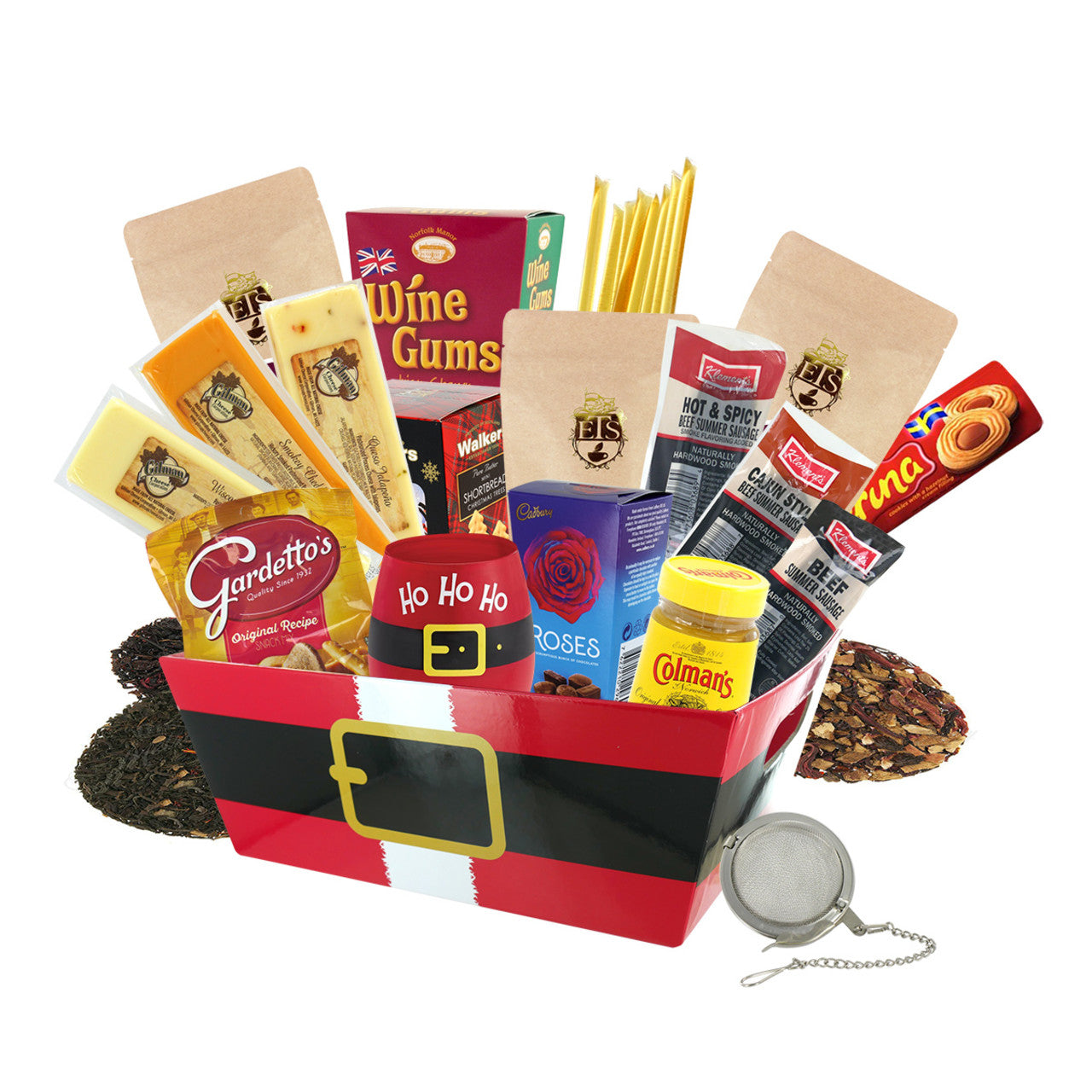 Fit for Santa Tea and Cheese Gift Basket