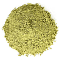 Green tea powder on a white background