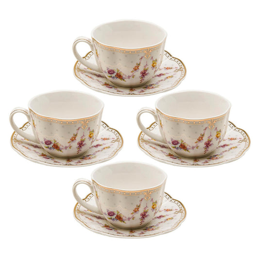 Rose Swag Tea Cups and Saucers - Set of 4 - Image 1