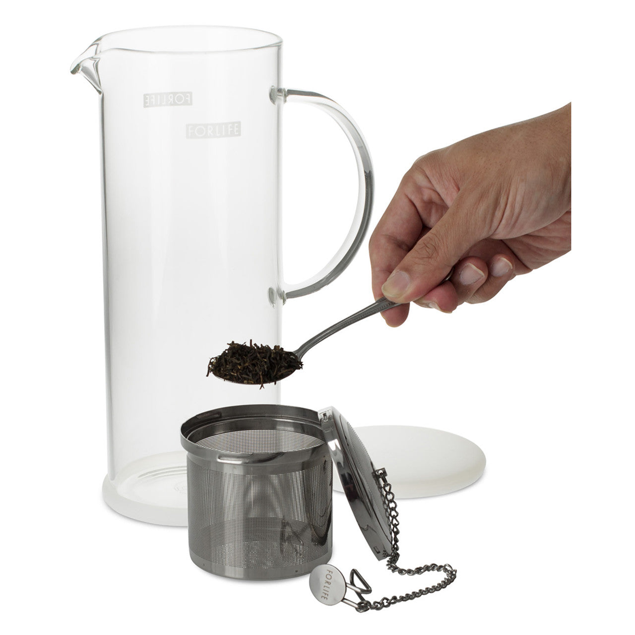 Forlife Lucent Glass Iced Tea Jug w/ Capsule Infuser 48 oz.-Mint Green