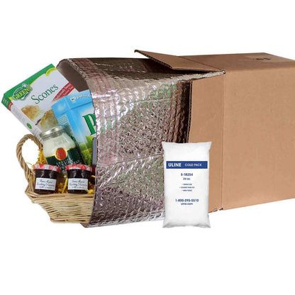 Large Size Insulated Shipping Liner With Cold Gel Pack - 16" x 12" x 12" - For Gift Baskets & Candy Tins - Image 1