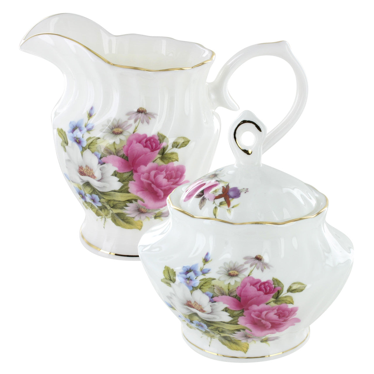Grace's Rose Bone China - Sugar and Creamer Set - Image 1