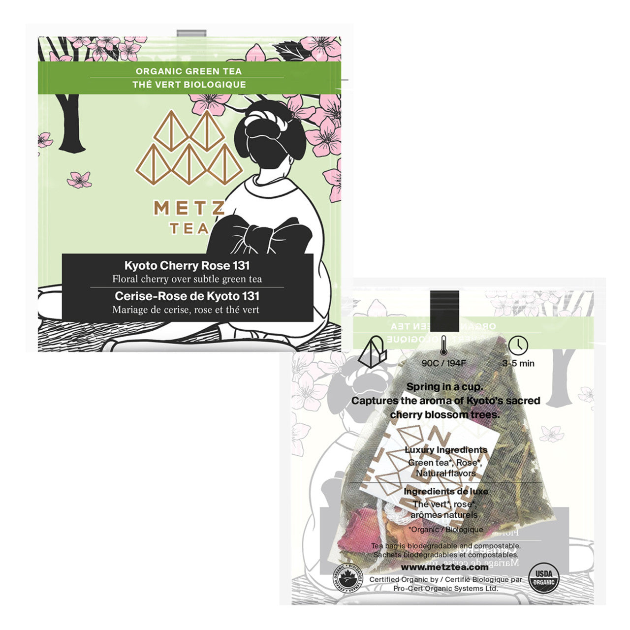 Metz Organic Kyoto Cherry Rose Tea - 25 count