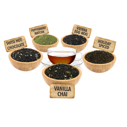 Holiday Tea Sampler - 1 ounce Pouches of 5 Seasonal Flavor Loose Leaf Teas