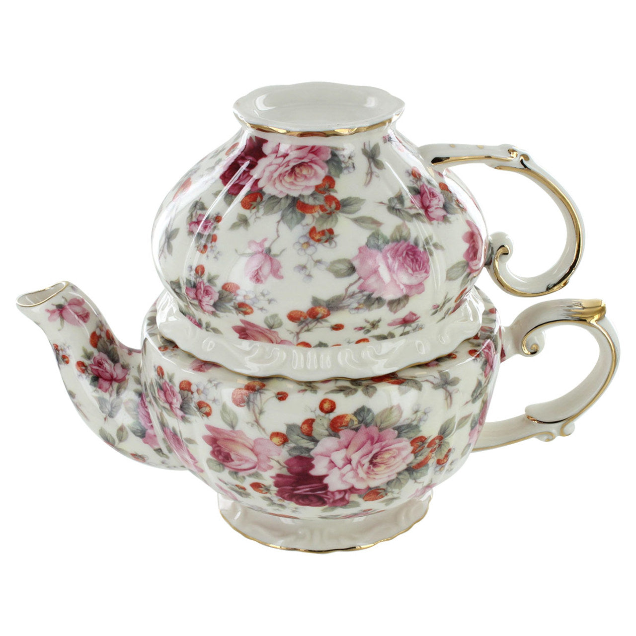 Pink Peony Chintz Porcelain - Tea for One - Image 1