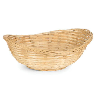 Woven wicker basket on a white background