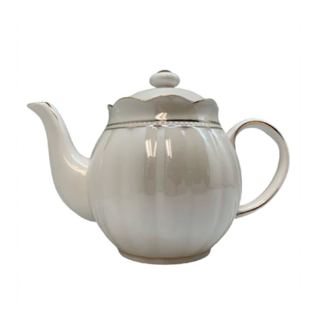 Luster Gold Teapot - White - 4 Cup