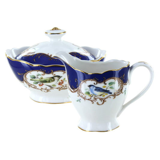 Royal Blue Bird Porcelain - Sugar and Creamer Set