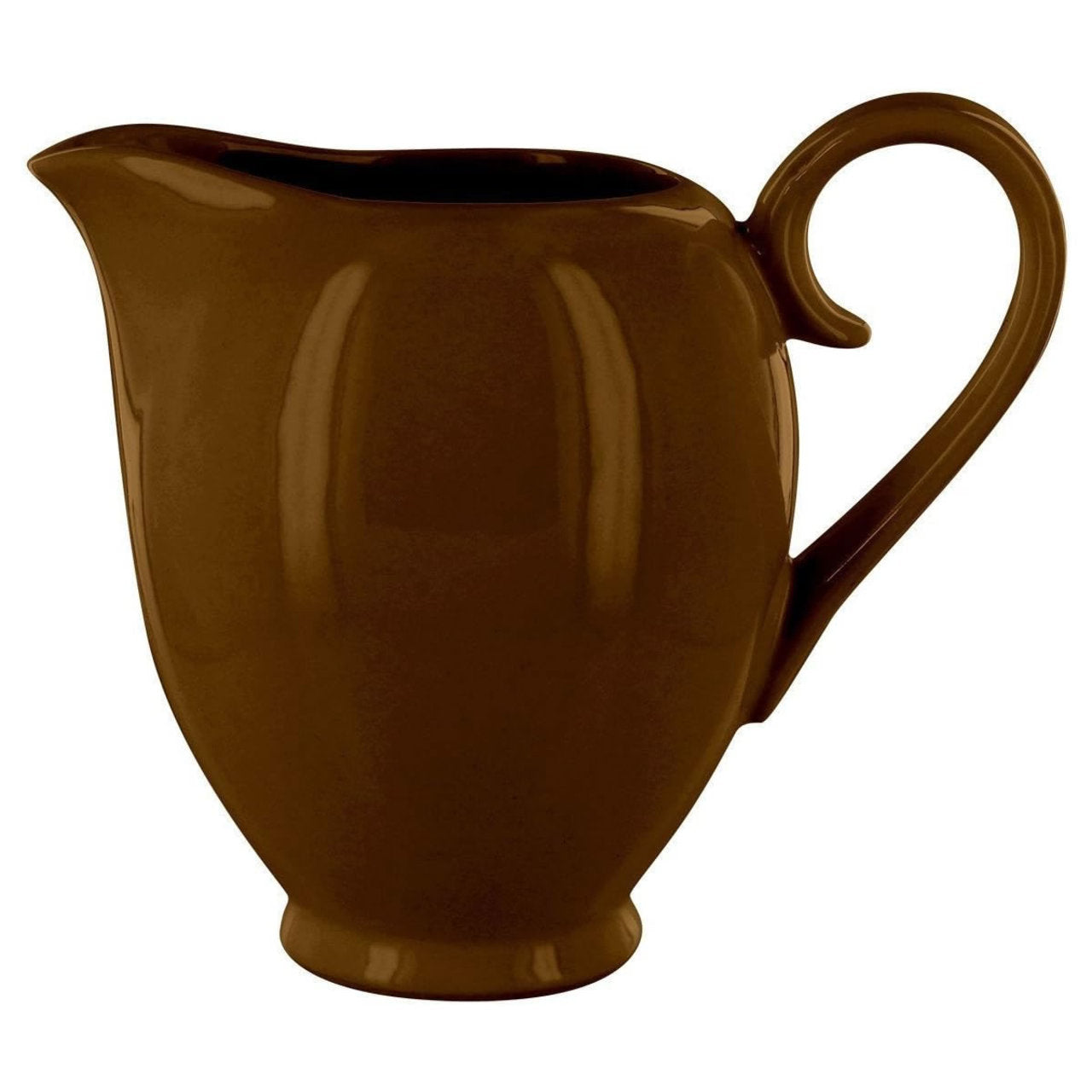 Brown ceramic pitcher on a white background