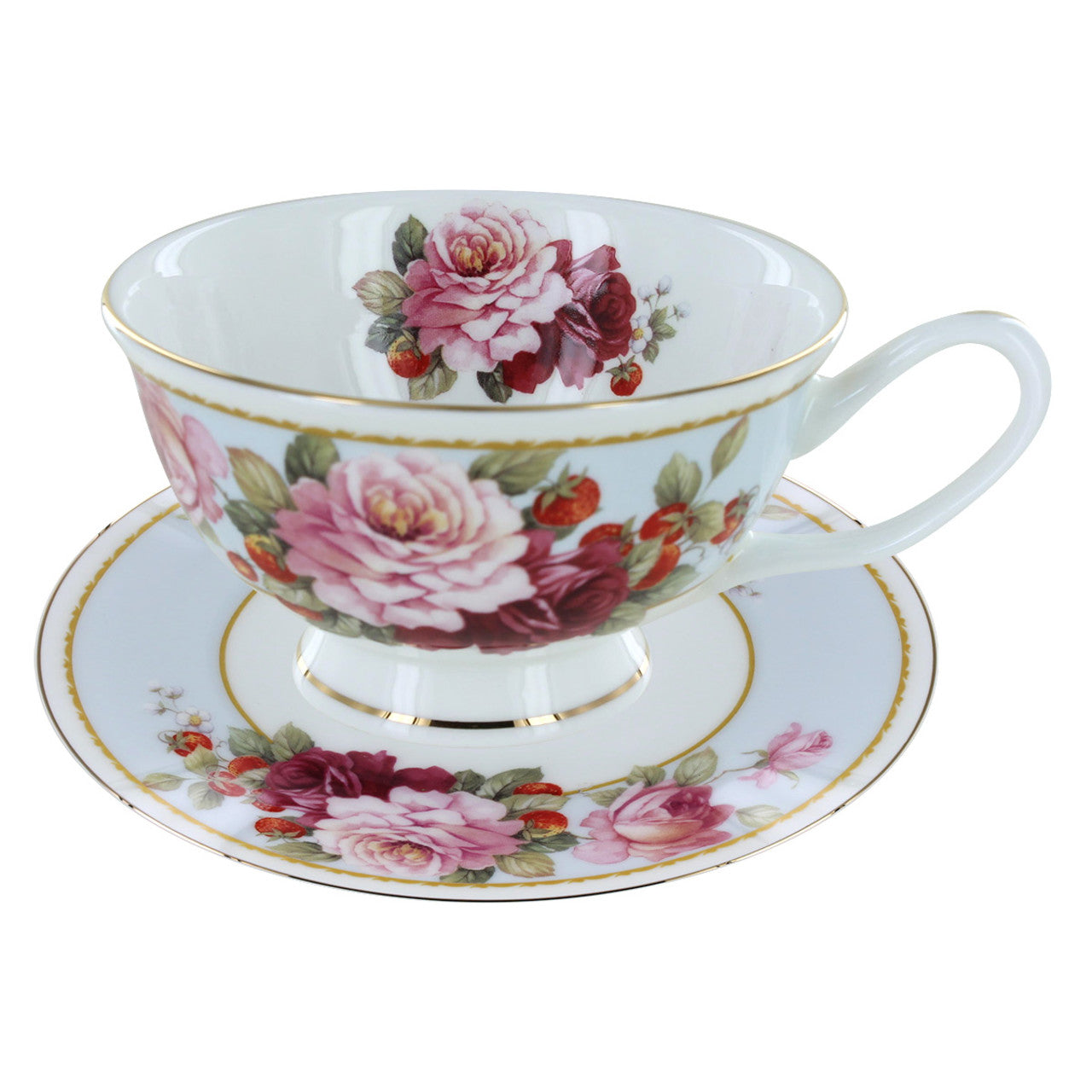 Peony and Strawberry Blue Bone China Tea Set – English Tea Store
