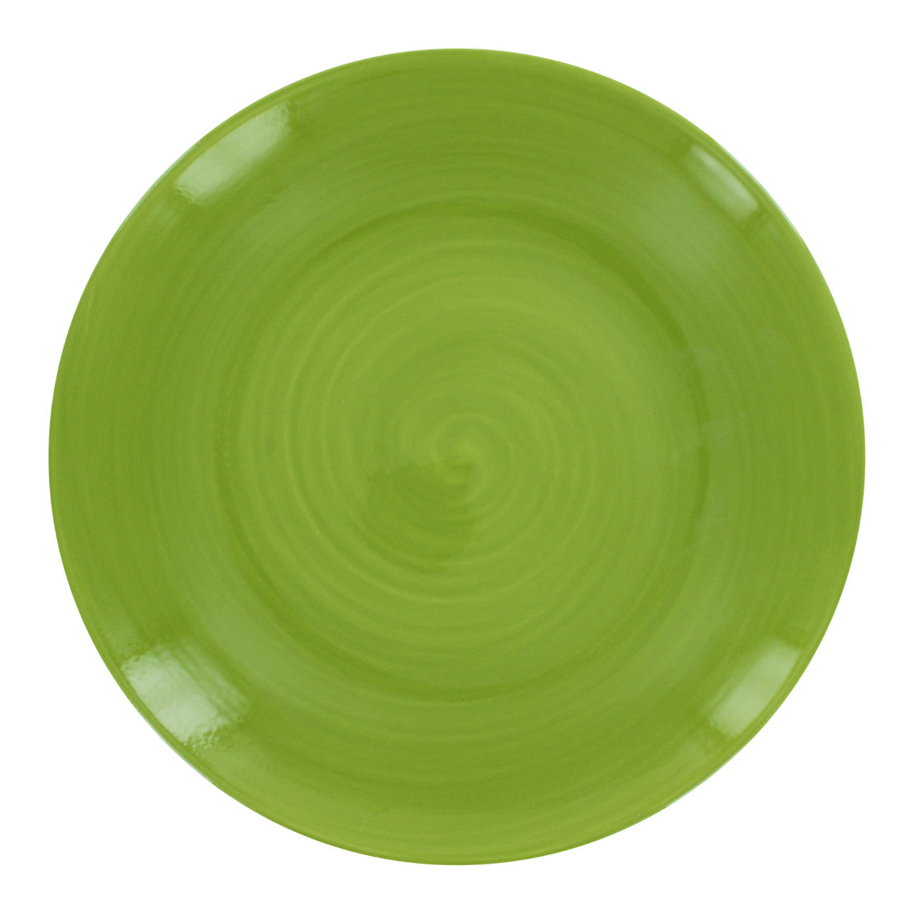 Green ceramic plate on a white background