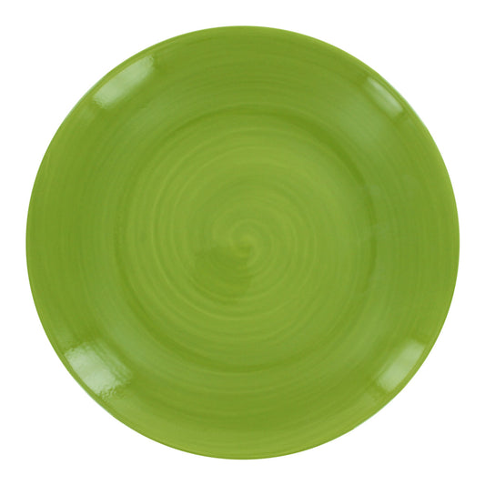 Green ceramic plate on a white background