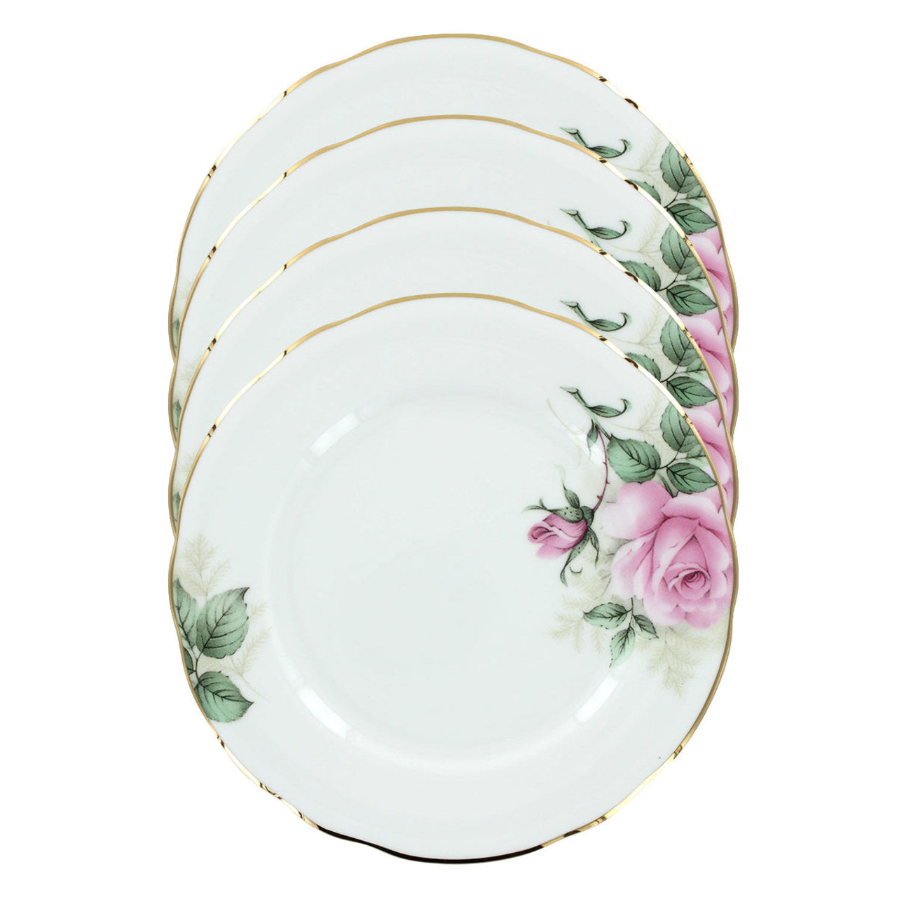 Rose Bouquet Bone China - 7.5in Dessert Plates - Set of 4