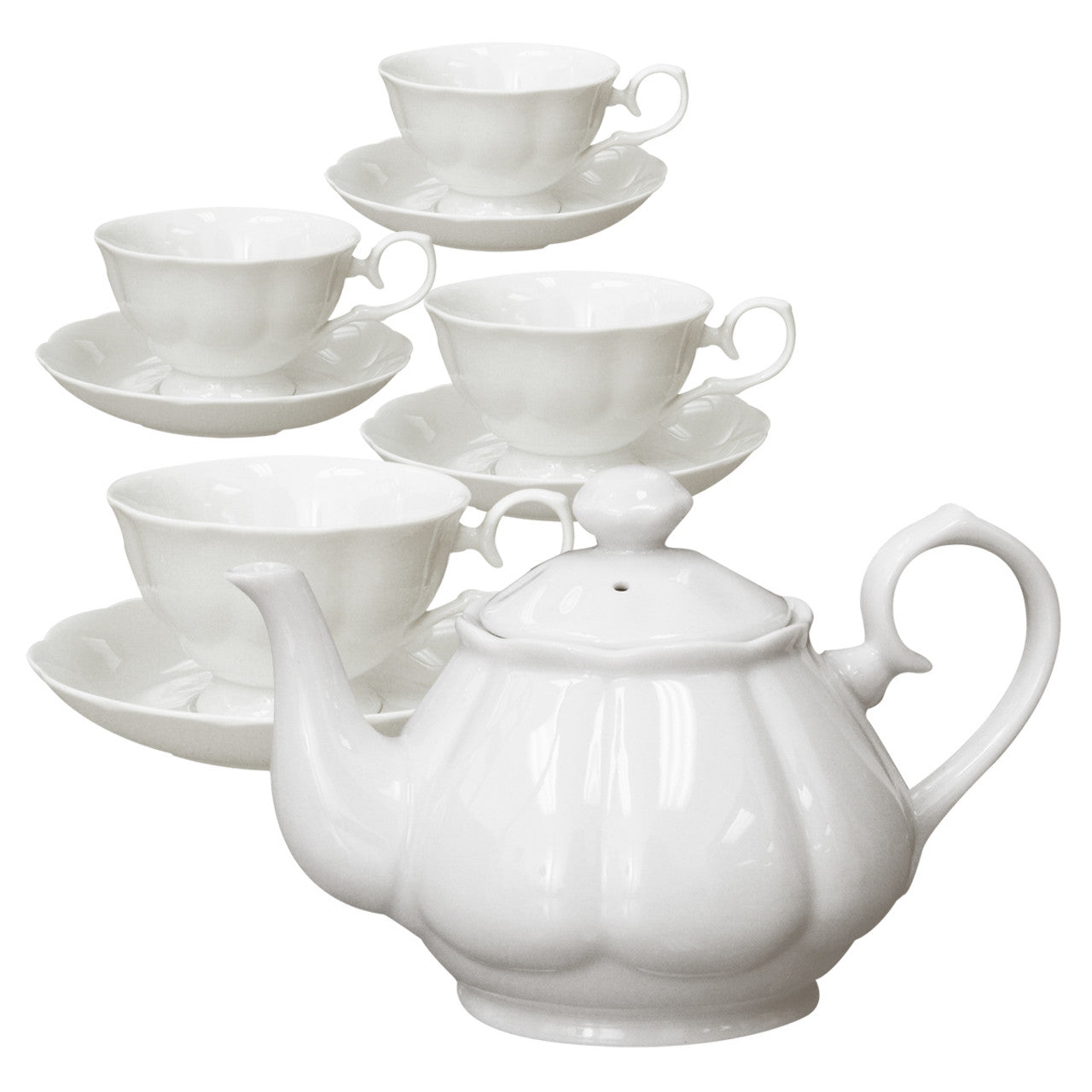 Full Porcelain White Tea Set - Diana