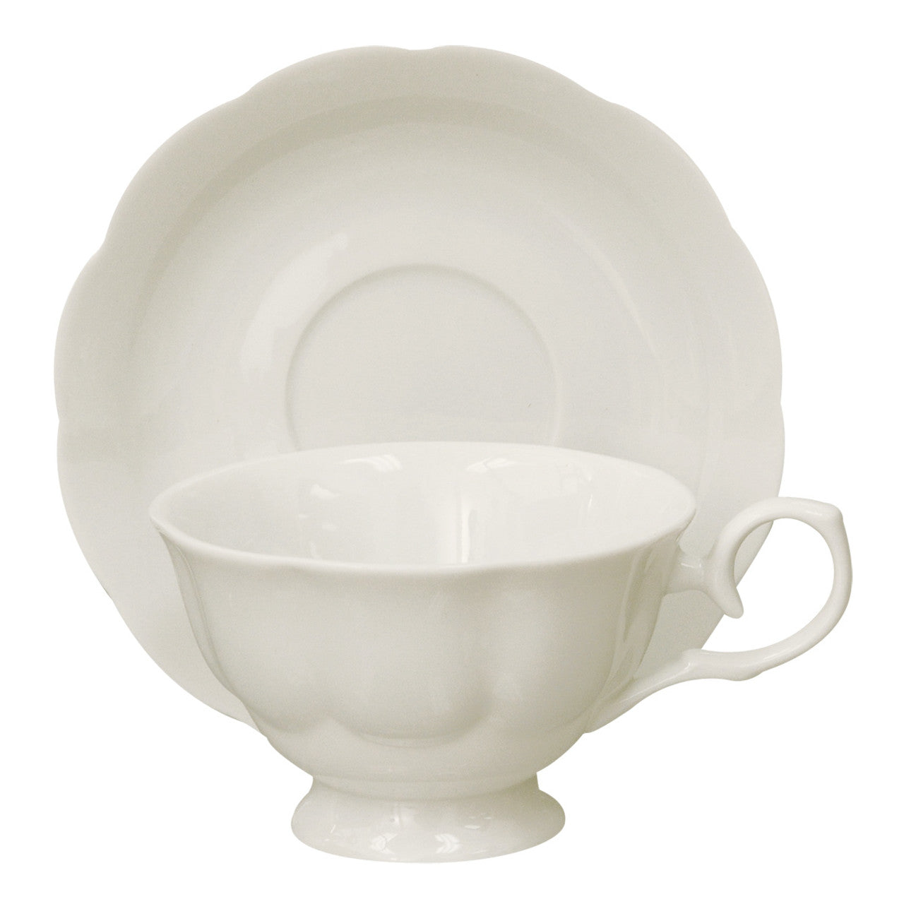 Single White Porcelain Cup and Saucer - Diana