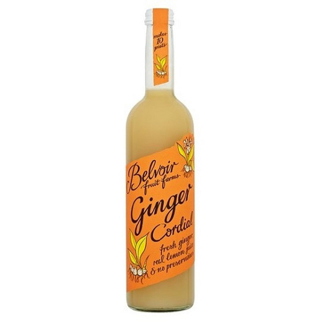 Bottle of Belvoir Ginger Cordial on a white background