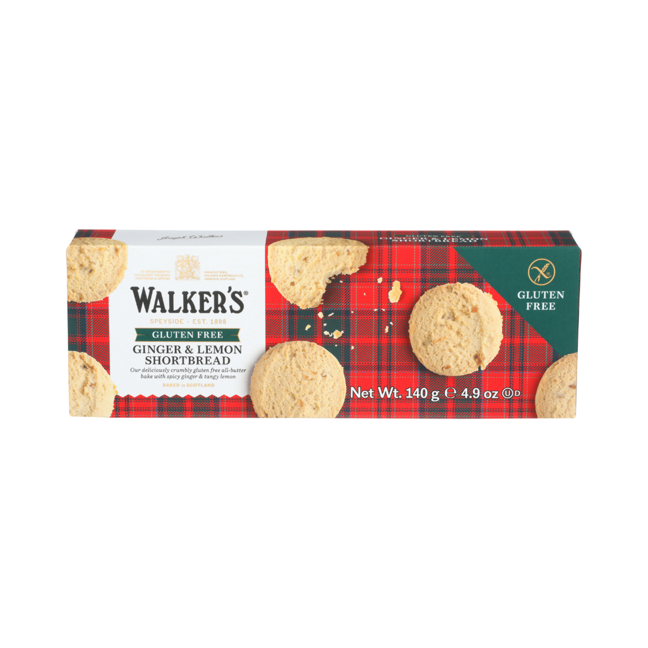 Walkers Gluten Free Pure Butter Ginger & Lemon Shortbread Cookies - 4.9oz (140g)