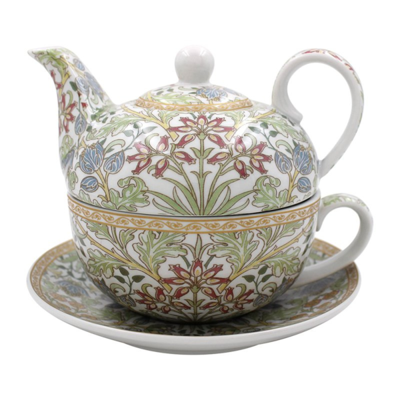 Decorative teapot with floral patterns on a white background