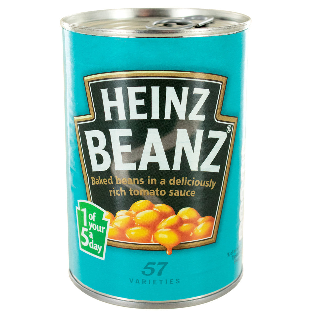 Can of Heinz Baked Beans on a white background