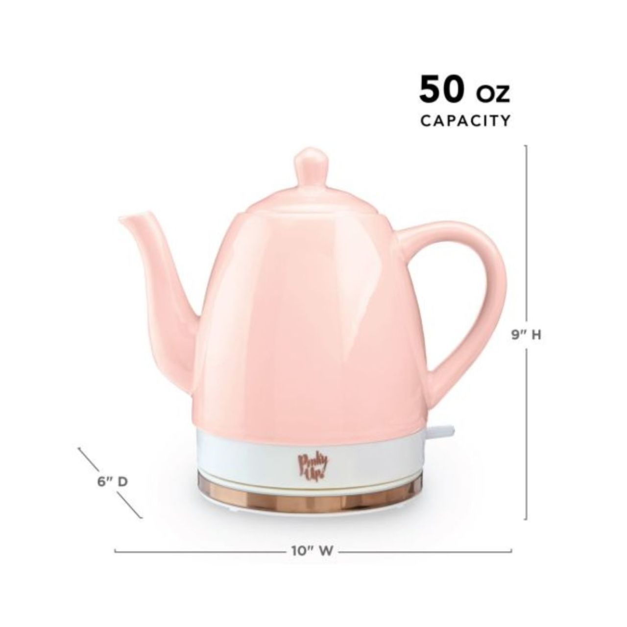 Noelle Pink Ceramic Electric Tea Kettle - 1.5L