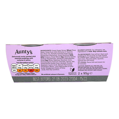 Auntys Spotted Dick Pudding - 2 pack (190g) - Image 2