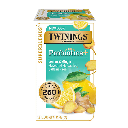 Twinings Superblends Caffeine-Free Herbal Tea - Probiotics -  Lemon & Ginger  - 18 Count - Image 1