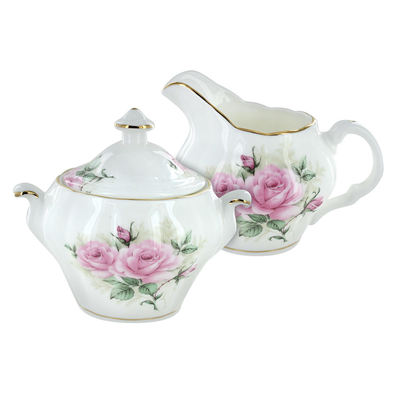 Rose Bouquet Bone China - Sugar and Creamer Set