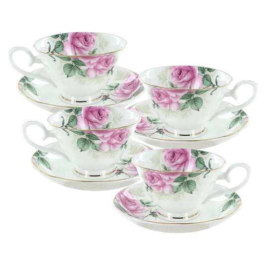 Rose Bouquet Bone China - Cup and Saucer - Set of 4 - Image 1