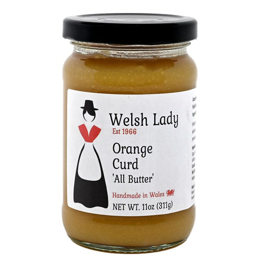Jar of Welsh Lady Orange Curd 'All Butter' on a white background