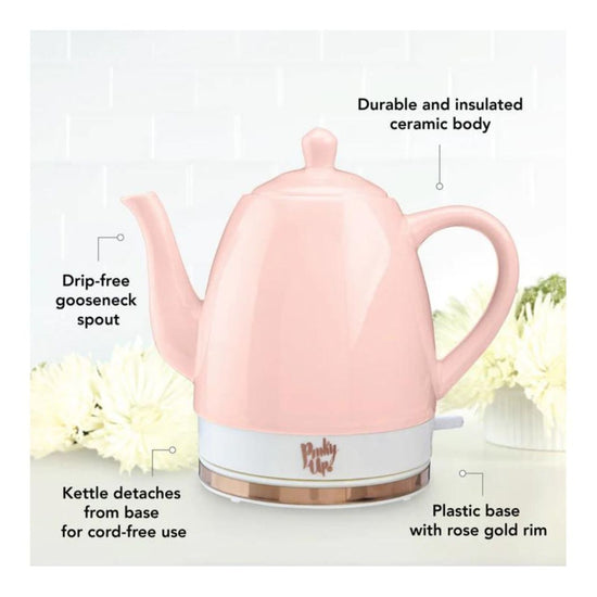 Noelle Pink Ceramic Electric Tea Kettle - 1.5L - Image 2