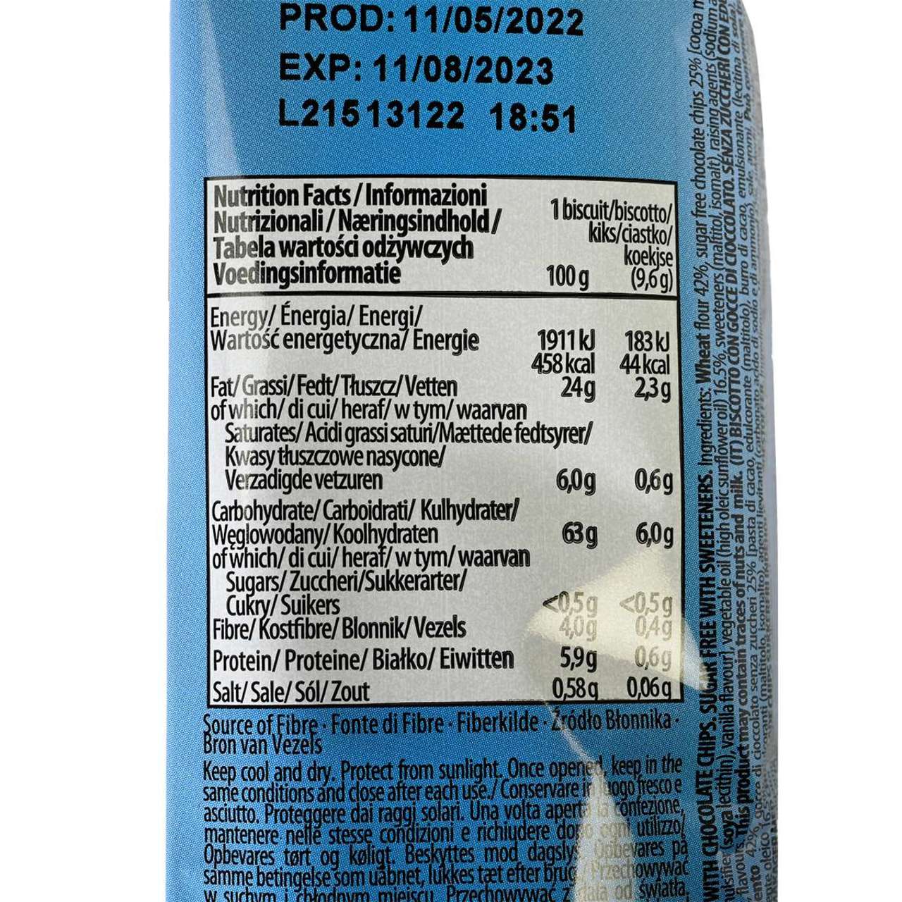 Gullon Sugar Free Chocolate Chip Biscuits- 4.4oz (125g)