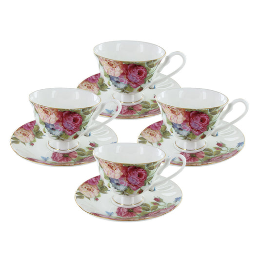 Sandra's Rose Bone China - Cup and Saucer - Set of 4 - Image 1