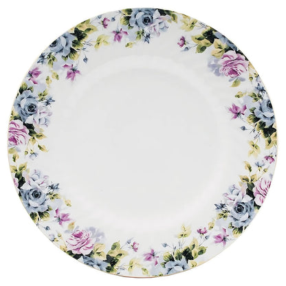 Floral-patterned porcelain plate on a white background
