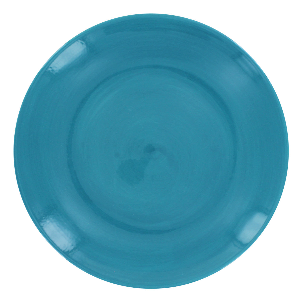 Teal ceramic plate on a white background