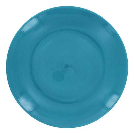 Teal ceramic plate on a white background