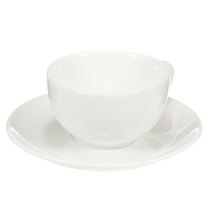 Single White Porcelain Cup and Saucer - Raffles - Image 1