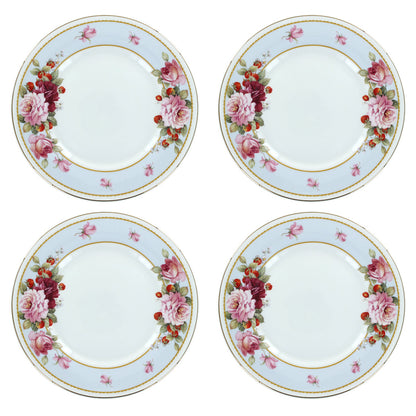 Peony and Strawberry Blue Bone China - Dessert Plates - Set of 4 - Image 1