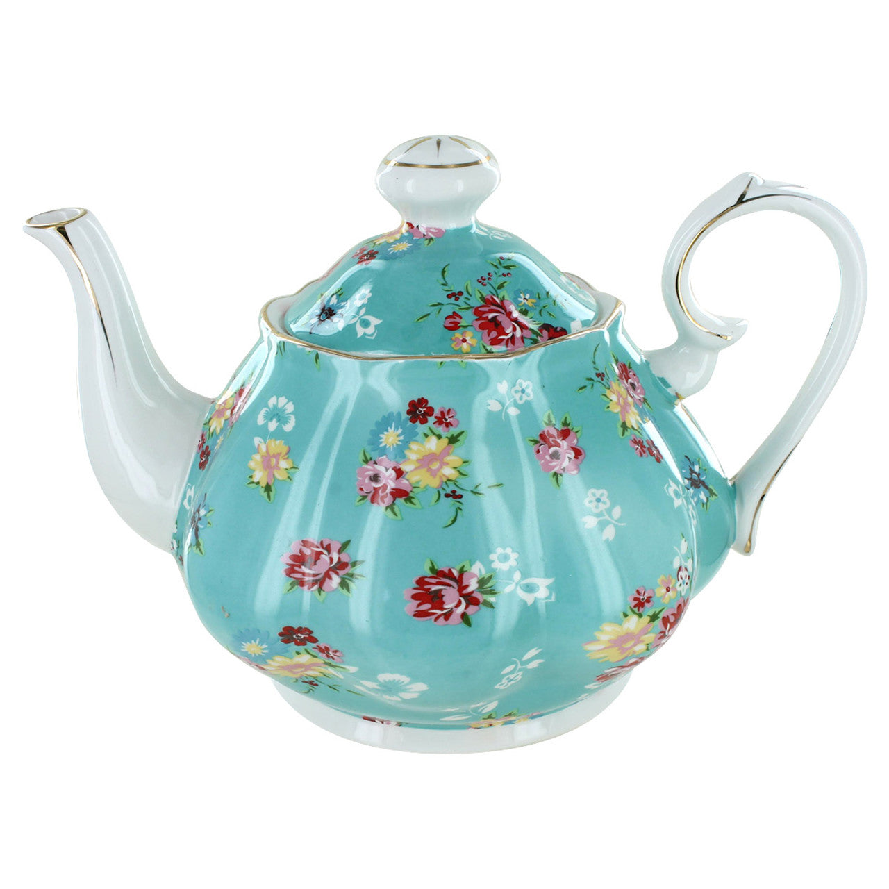 Shabby Rose Turquoise Porcelain - 5 Cup Teapot
