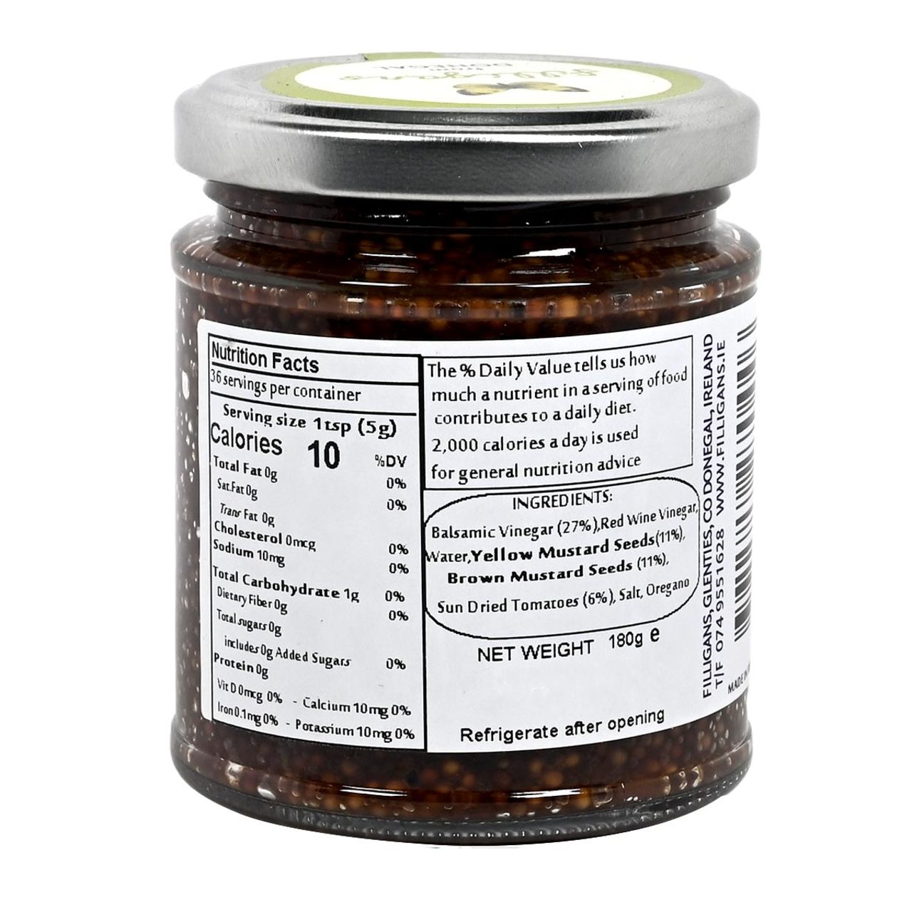 Filligans Sundried Tomato and Balsamic Mustard - 6.35oz (180g)