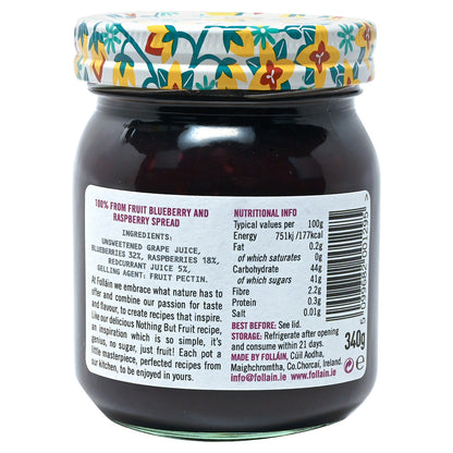 Follain Nothing But Fruit Blueberry & Raspberry -12oz (340g) - No Sugar Added