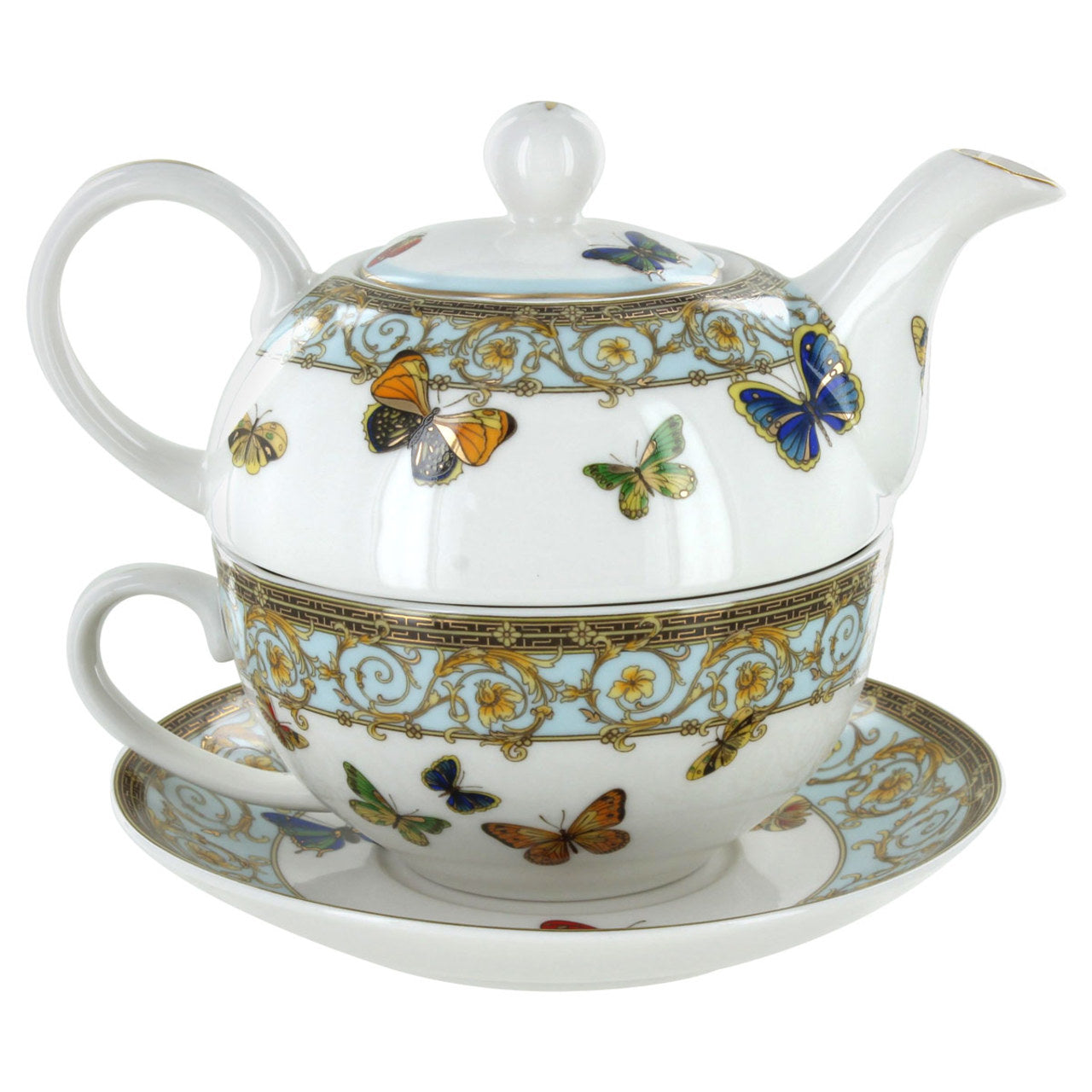 Blue Butterfly 4 Pieces Tea For One Set - Image 1