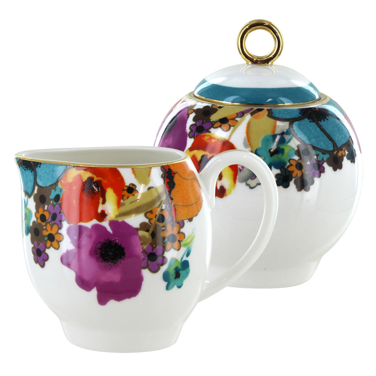 Multicolor Poppy Sugar and Creamer Set - Image 1