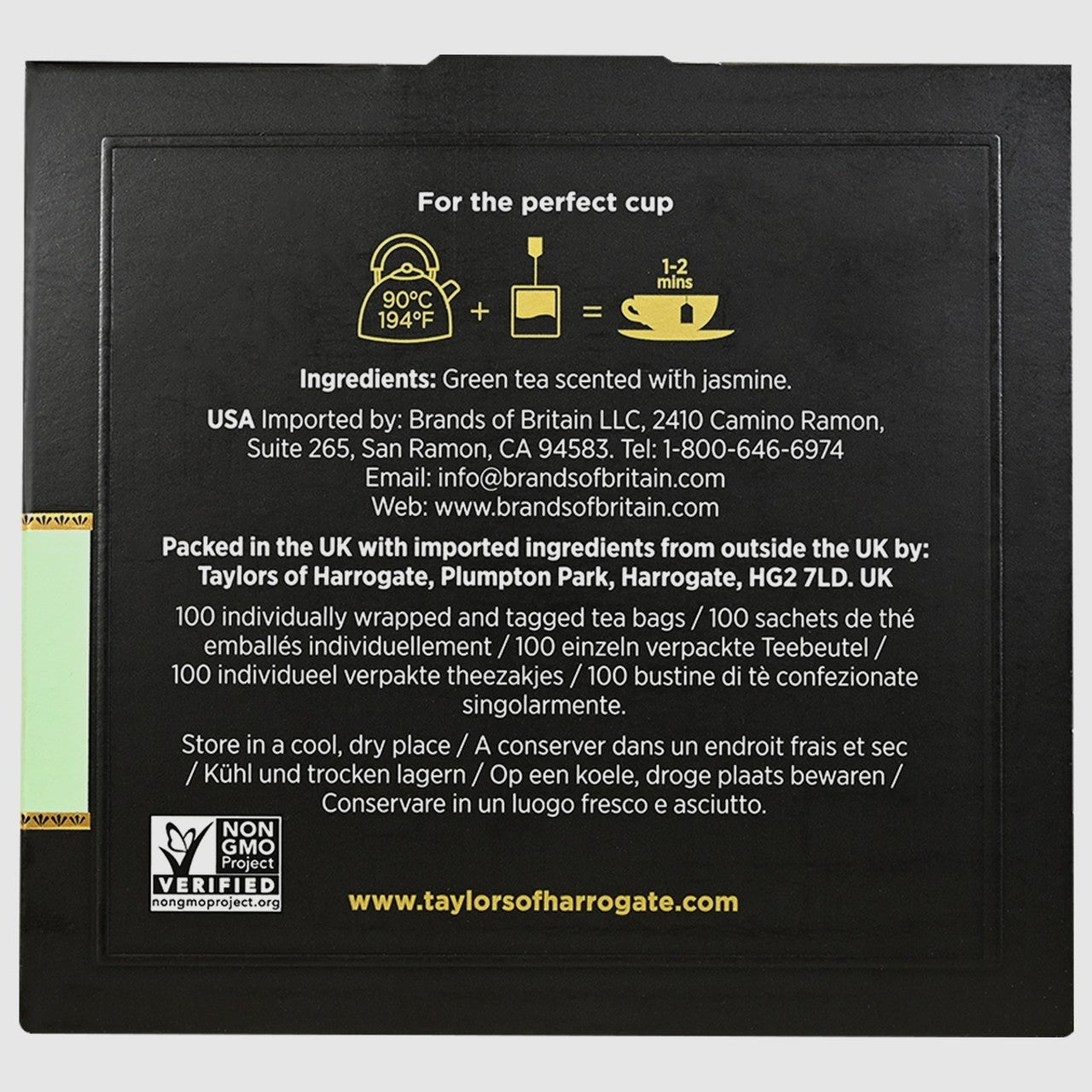 Taylors of Harrogate Green Tea with Jasmine - String & Tag 100 count