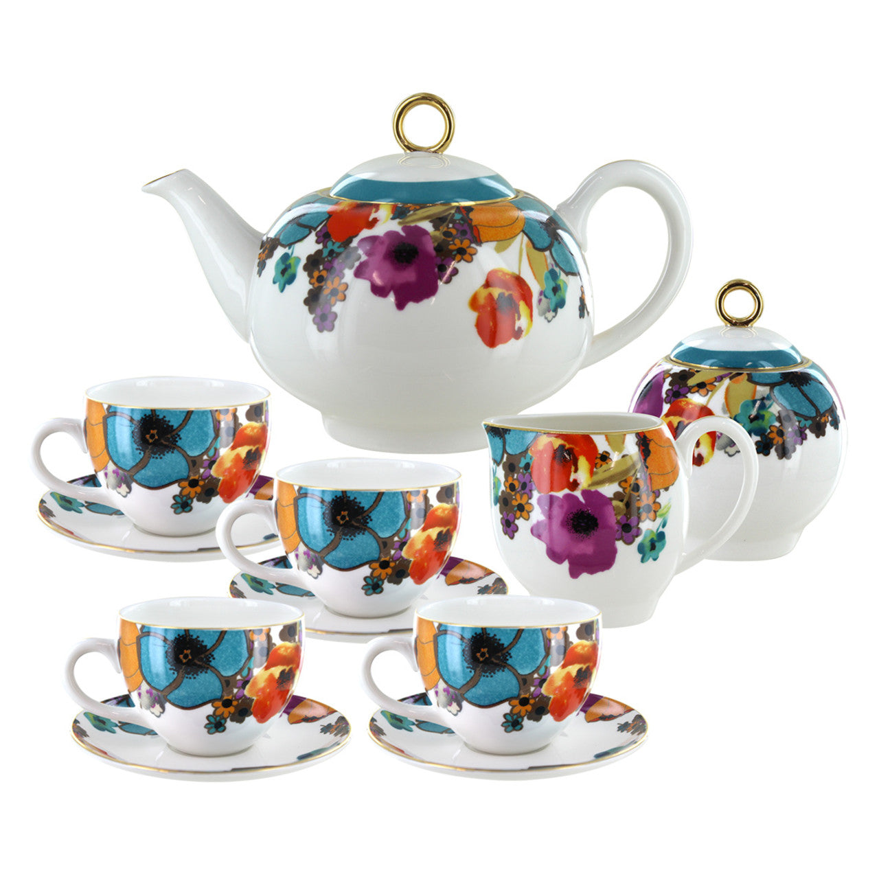 Multicolor Poppy Porcelain Tea Set – English Tea Store
