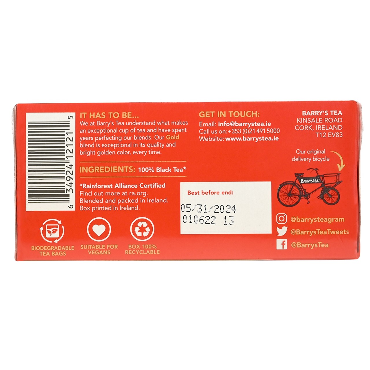 Barry's Tea Gold Blend Tea bags - 40 count