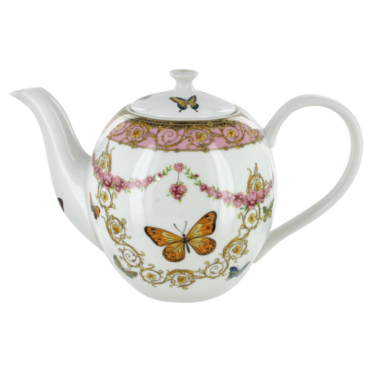 Pink Butterfly Porcelain - 5 Cup Teapot