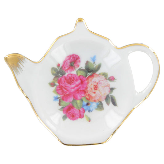 Tea bag holder with floral design on a white background