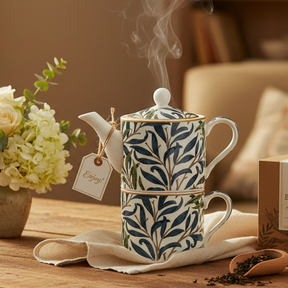 Teapot for one with steam and loose tea.