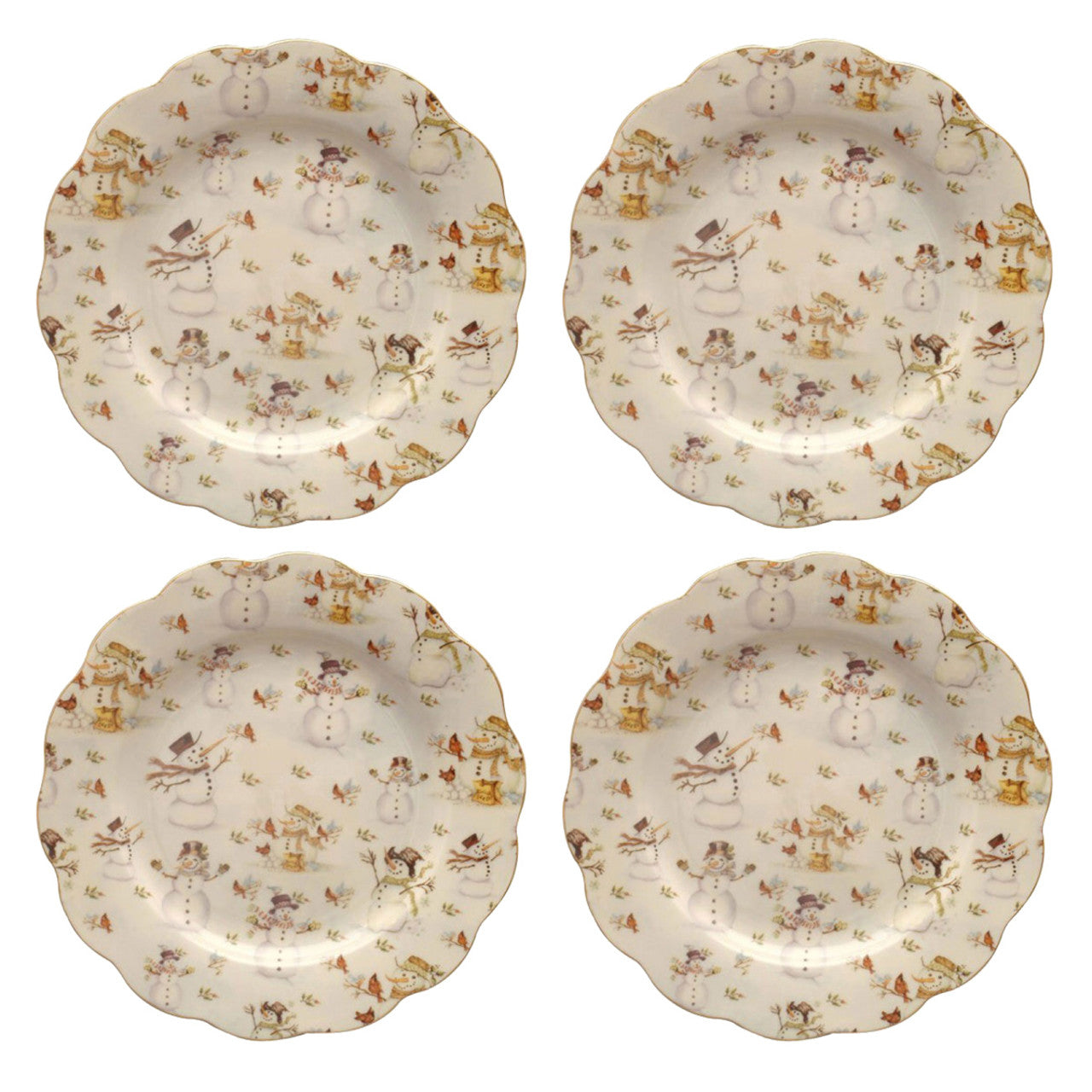 Snowman Porcelain Dessert Plates - Set of 4